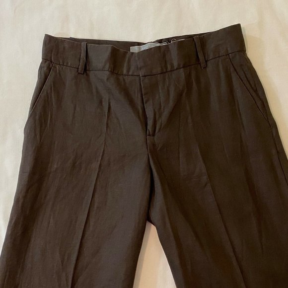 Zara Woman Pants Trousers Brown 100% Linen Flat Front Size 4 - Picture 4 of 7